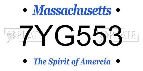 7YG553 Massachusetts License Plate