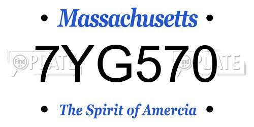 7YG570 Massachusetts License Plate