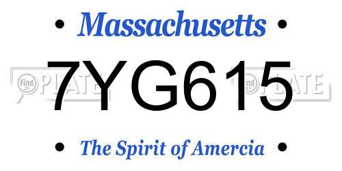 7YG615 Massachusetts License Plate