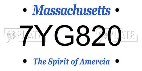 7YG820 Massachusetts License Plate