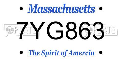7YG863 Massachusetts License Plate