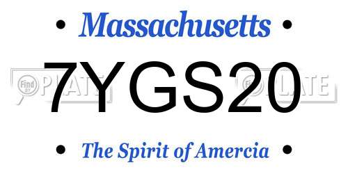 7YGS20 Massachusetts License Plate