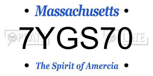 7YGS70 Massachusetts License Plate