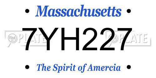 7YH227 Massachusetts License Plate