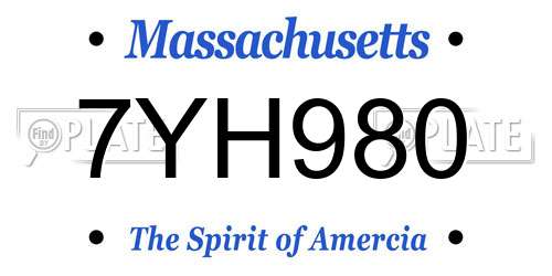 7YH980 Massachusetts License Plate
