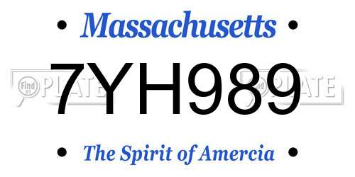 7YH989 Massachusetts License Plate