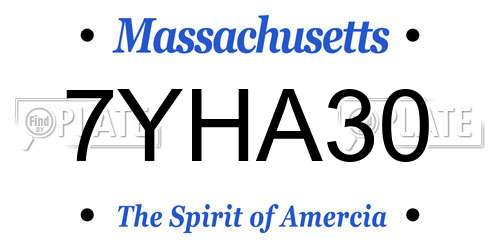 7YHA30 Massachusetts License Plate