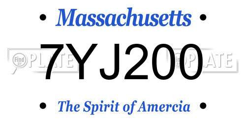 7YJ200 Massachusetts License Plate