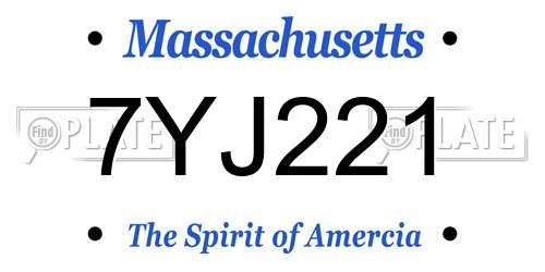 7YJ221 Massachusetts License Plate
