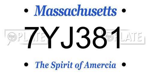 7YJ381 Massachusetts License Plate