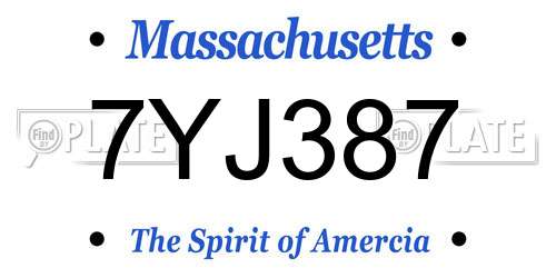 7YJ387 Massachusetts License Plate