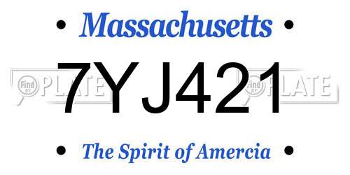 7YJ421 Massachusetts License Plate