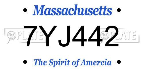 7YJ442 Massachusetts License Plate