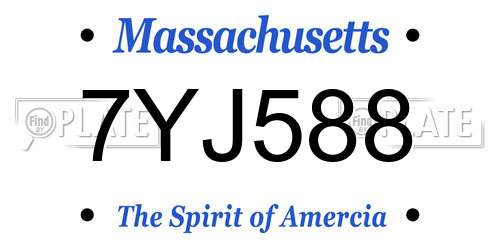 7YJ588 Massachusetts License Plate