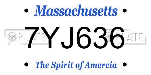 7YJ636 Massachusetts License Plate