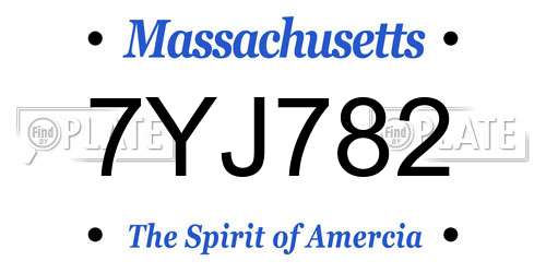7YJ782 Massachusetts License Plate