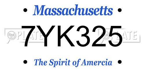 7YK325 Massachusetts License Plate