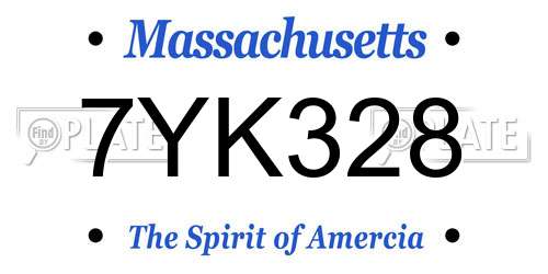 7YK328 Massachusetts License Plate