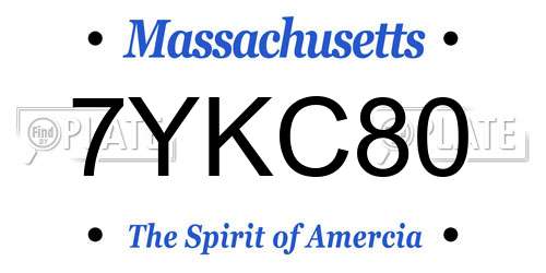 7YKC80 Massachusetts License Plate