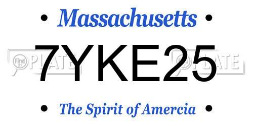 7YKE25 Massachusetts License Plate