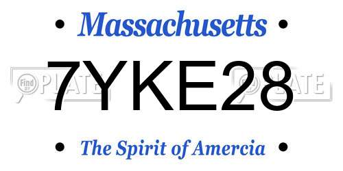 7YKE28 Massachusetts License Plate