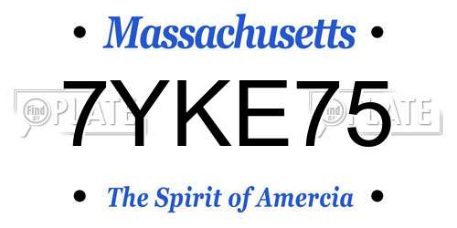 7YKE75 Massachusetts License Plate