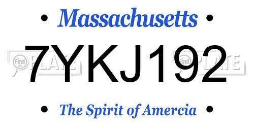 7YKJ192 Massachusetts License Plate