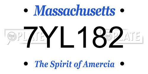 7YL182 Massachusetts License Plate