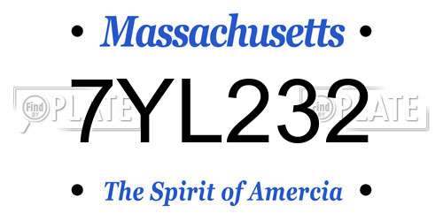 7YL232 Massachusetts License Plate