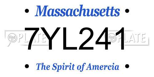 7YL241 Massachusetts License Plate