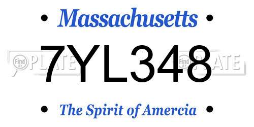 7YL348 Massachusetts License Plate