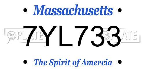 7YL733 Massachusetts License Plate