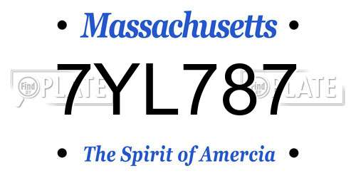 7YL787 Massachusetts License Plate