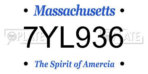 7YL936 Massachusetts License Plate
