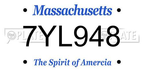 7YL948 Massachusetts License Plate