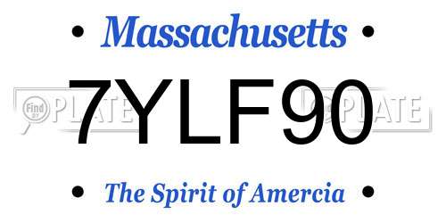 7YLF90 Massachusetts License Plate
