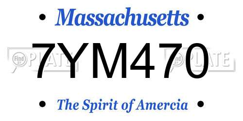 7YM470 Massachusetts License Plate