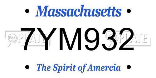 7YM932 Massachusetts License Plate
