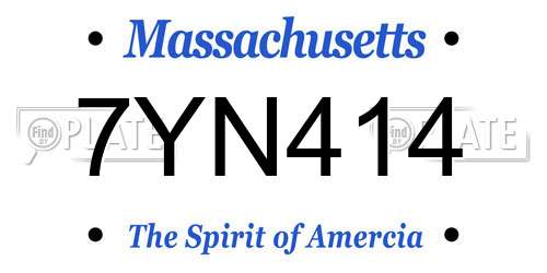 7YN414 Massachusetts License Plate