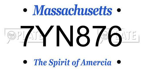 7YN876 Massachusetts License Plate