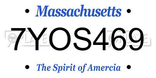 7YOS469 Massachusetts License Plate