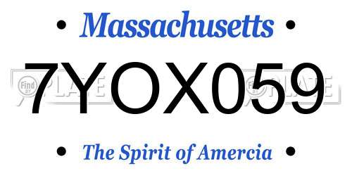 7YOX059 Massachusetts License Plate
