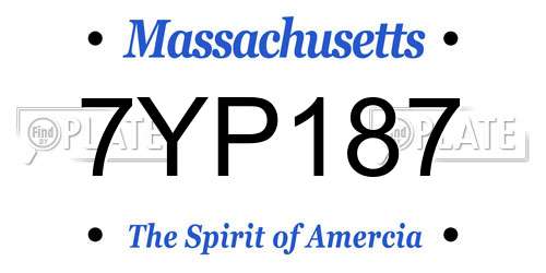 7YP187 Massachusetts License Plate