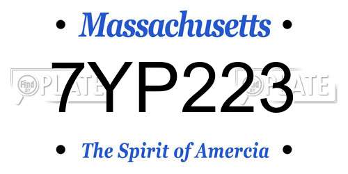 7YP223 Massachusetts License Plate