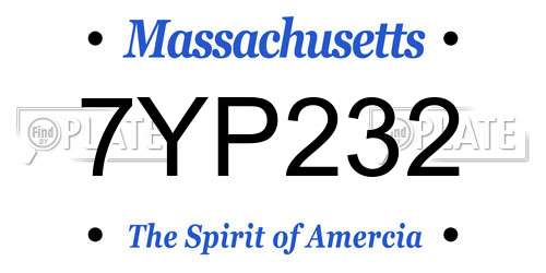 7YP232 Massachusetts License Plate