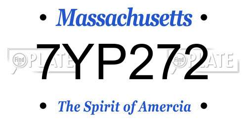 7YP272 Massachusetts License Plate