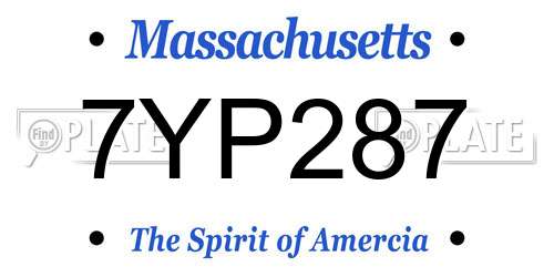 7YP287 Massachusetts License Plate