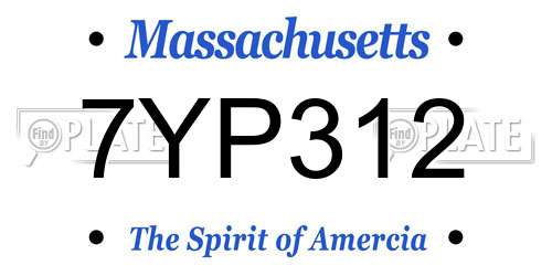 7YP312 Massachusetts License Plate