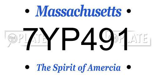 7YP491 Massachusetts License Plate