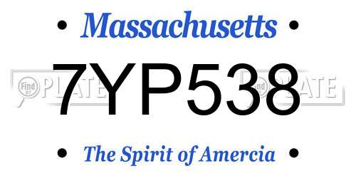 7YP538 Massachusetts License Plate